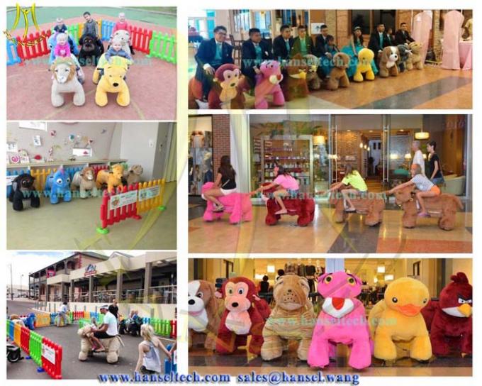 Hansel Indoor Playground Equipment Walking Plush Horse Animals Toy Ride On Furry Animals