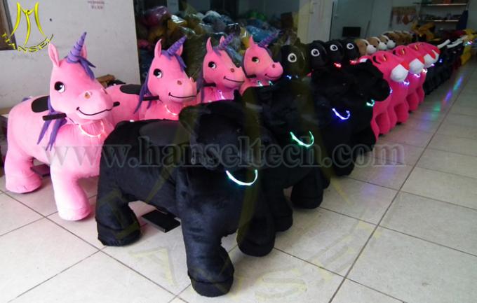 Hansel Indoor Playground Equipment Walking Plush Horse Animals Toy Ride On Furry Animals