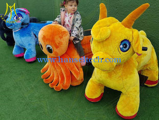 China Hansel amusement park happy rides on animal motorized plush riding animals supplier