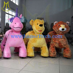China Hansel  stuffed animal unicorn on wheels coin operate game machinefalgas kiddy ride kids amusement rides supplier