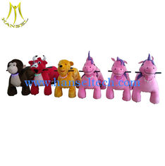 China Hansel four wheel battery powered plush animal with light  kids electric rides for sale supplier