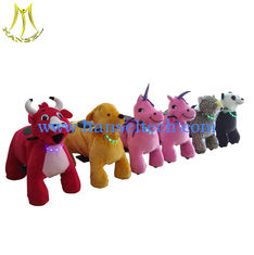 China Hansel  rechargeable battery operated coin operated stuffed rides on unicorn motorized plush animal supplier