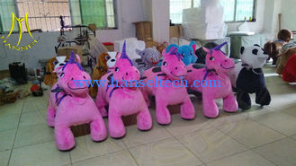 China Hansel shopping mall kids coin operated four wheel plush animal bike supplier