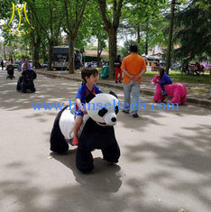 China Hansel funny amusement park games plush walking animal rocking horse with wheels supplier