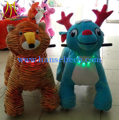 China Hansel plush coin operated happy rides on animal motorized plush riding animals supplier