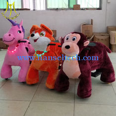 China Hansel wholesales electric walking unicorn plush toy animales scooters for mall supplier