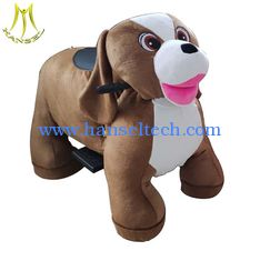 China Hansel children plush toys stuffed animals on wheels shopping mall moving animal dog scooter supplier
