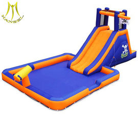 Hansel cheap amusement bouncy castle inflatable slide with pool for kids game center supplier