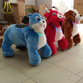 Hansel coin operated plush animal shopping mall kids rides 150KG bearing motorized plush riding animals supplier