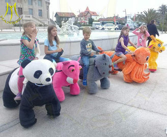 Hansel outdoor playground walking coin operated motorized plush riding animals supplier