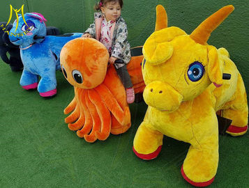 Hansel amusement park happy rides on animal motorized plush riding animals supplier