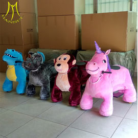 Hansel  2018 plush ride for kids plush stuffed electric battery operated ride animals on wheels supplier