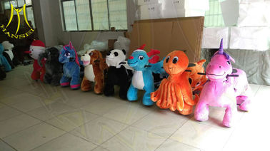 Hansel amusement walking coin operated motorized plush riding animals supplier